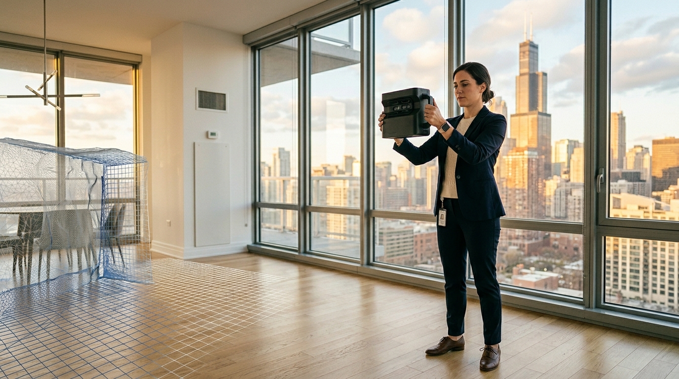 RENEW operator scanning a building